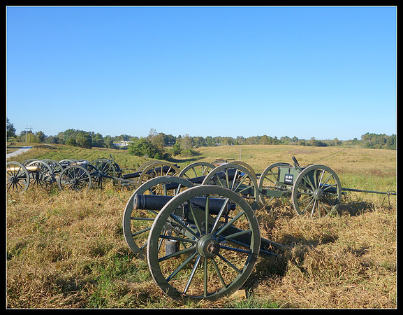 Union artillery park overlooking the Bottom farmhouse at the battle of Perryville, Kentucky reenactment, 2016