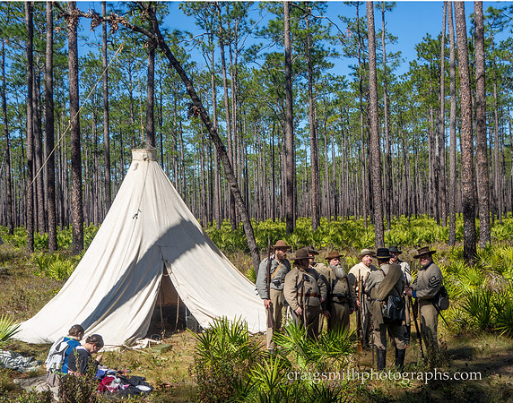 Confederates With Sibley Tent, Civil War Reenactment at Olustee, FL 2023