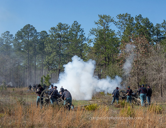 Union Artillery Smoke, Civil War Reenactment at Olustee, FL 2023