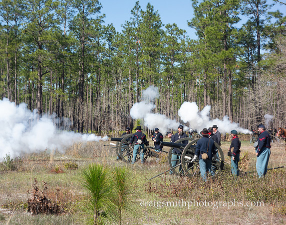 Union Battery in Action, Civil War Reenactment at Olustee, FL 2023