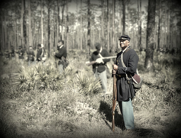 Soldier of the 54th Mass. Civil War Reenactment at Olustee, FL 2023