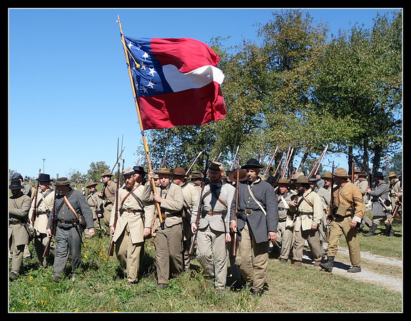 Confederate color guard at the battle of Perryville, Kentucky reenactment, 2016