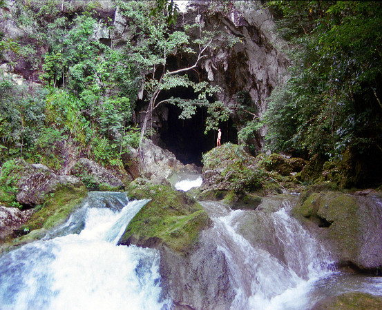 Blue Creek Cavern and Waterfall, Belize  1988