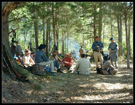Confederate soldiers in camp before the battle of Perryville, Kentucky reenactment, 2016