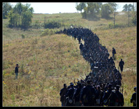 Union infantry marching to Doctor's Creek before the battle of Perryville, Kentucky reenactment, 2016