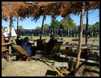 Union troops prepare for inspection before the battle of Perryville, Kentucky reenactment, 2016