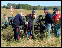 Union artillerymen welcome a new member at the battle of Perryville, Kentucky reenactment, 2016