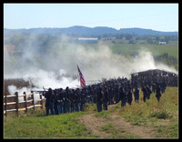 The 3rd Ohio Regiment fires on advancing Confederate forces Perryville, KY  2017  Civil War Reenactment